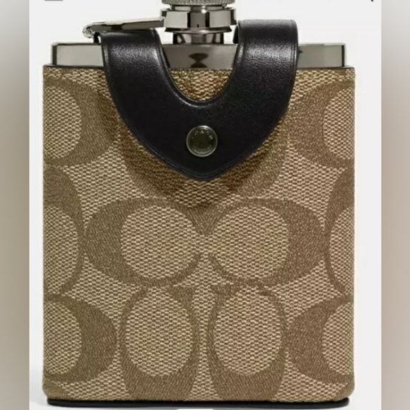 COACH NEW SIGNATURE LEATHER PRINT HIS & HER FLASK NEW IN BAG. - Picture 3 of 12